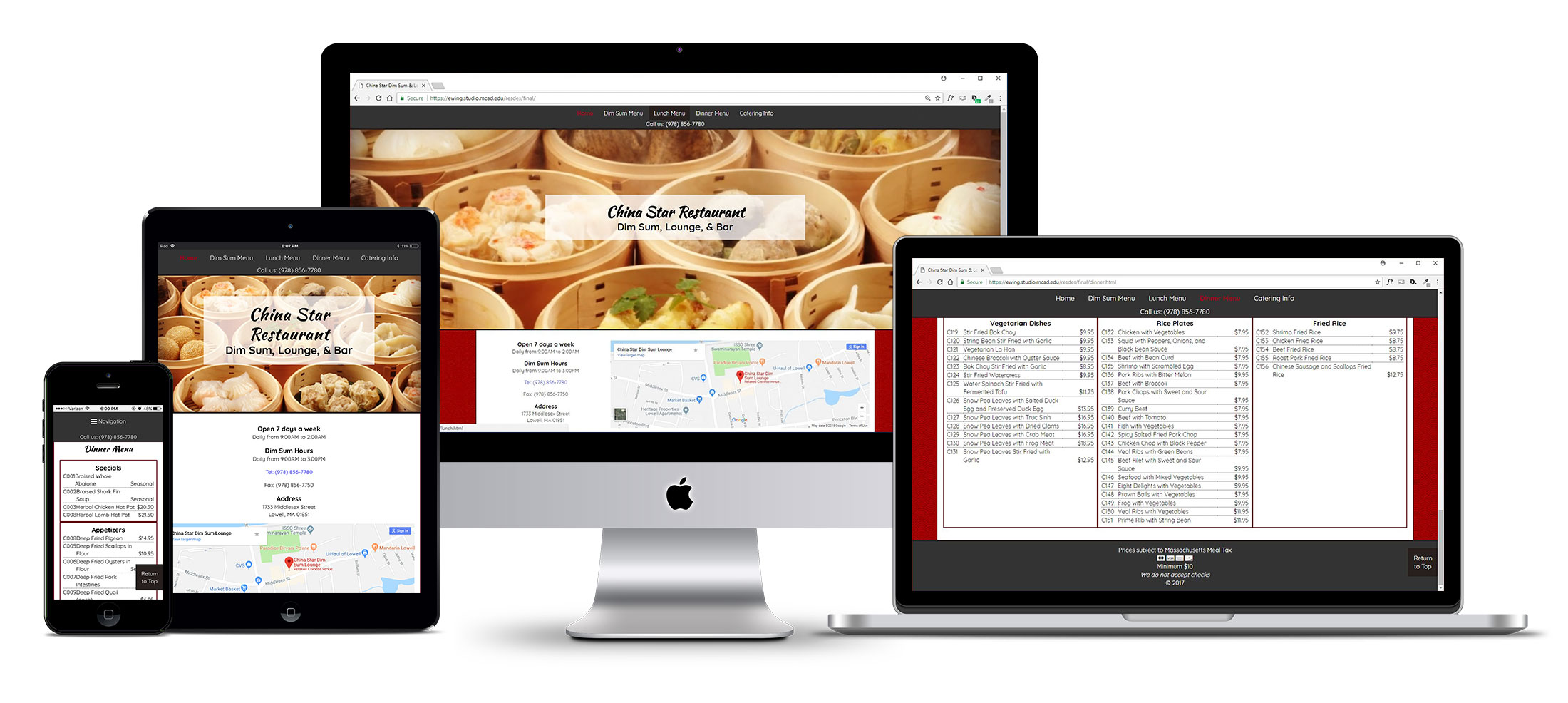 mockup of project website's responsive design on a desktop, laptop, tablet, and iphone 5
