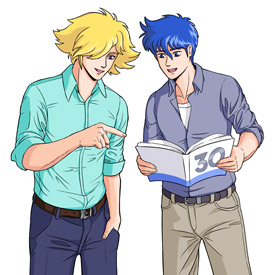 Seiji and Touma enjoying the Fanzine